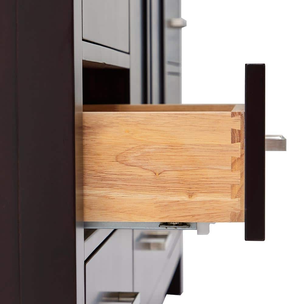 Espresso Solid Wood and Marble Single Basin Vanity Set