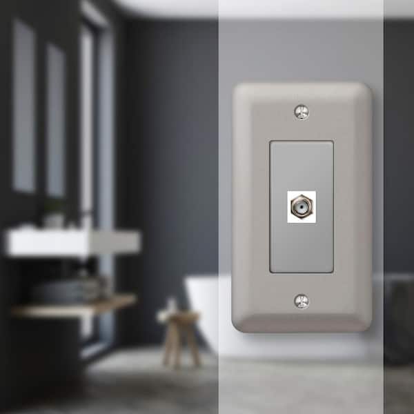Declan 1 Gang Coax Steel Wall Plate - Pewter