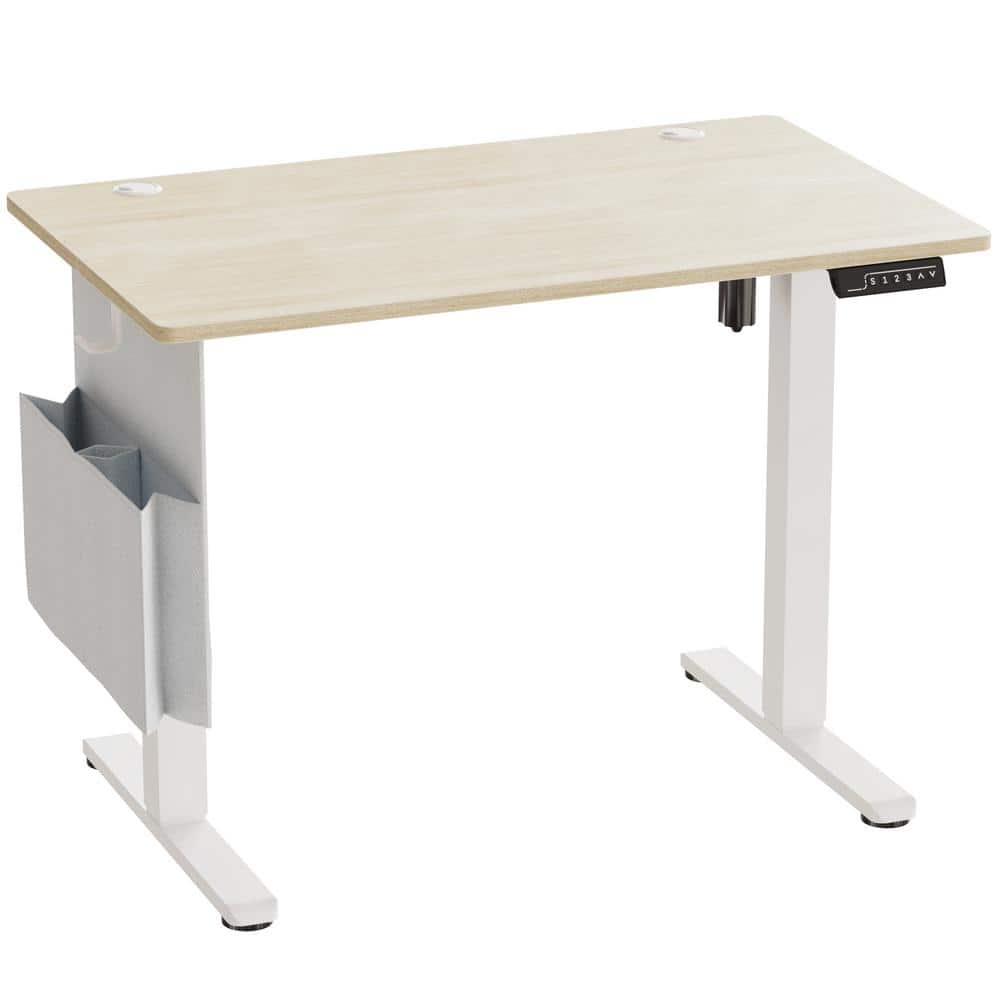 White Oak Adjustable Height Standing Desk with USB Port