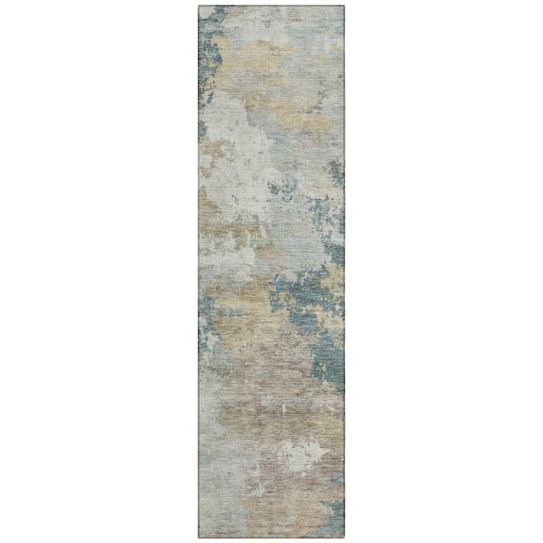 Chantille Machine Washable Indoor/Outdoor Abstract ACN2367 Teal 2 ft. x 7 ft. Runner Rug