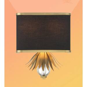 Caprio 2-Light Natural Brushed Brass Wall Sconce with Onyx Fabric Shade