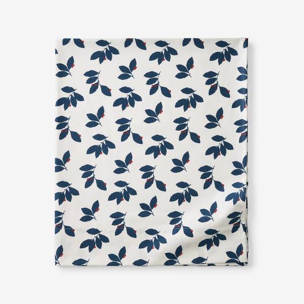 The Company Store Company Cotton Alexandria Wrinkle-Free Leaf Teal Sateen Queen Flat Sheet