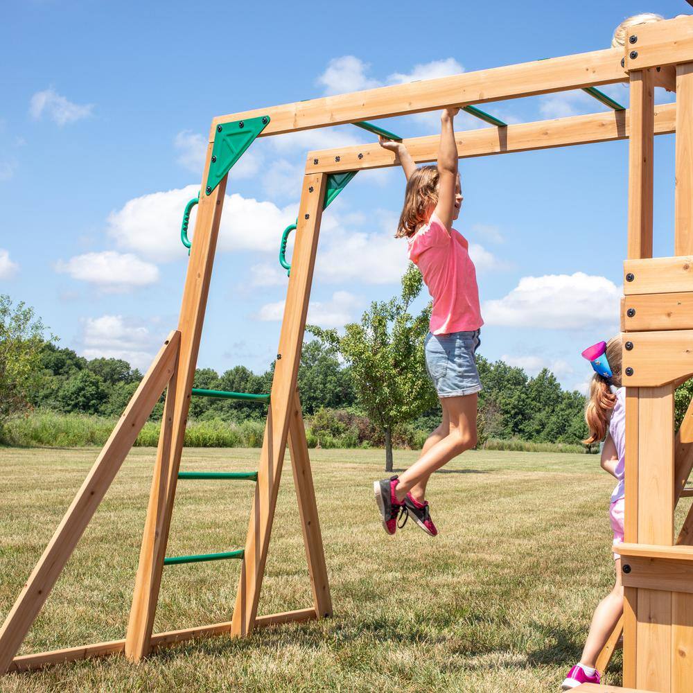 Montpelier Cedar Wood Swing Set with Slide and Monkey Bars