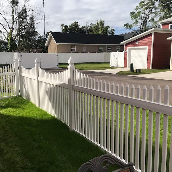 Barrington 5 ft. H x 8 ft. W White Vinyl Picket Fence Panel Kit