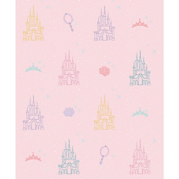 RoomMates Disney Princess Pink and Yellow Castle Peel and Stick ...
