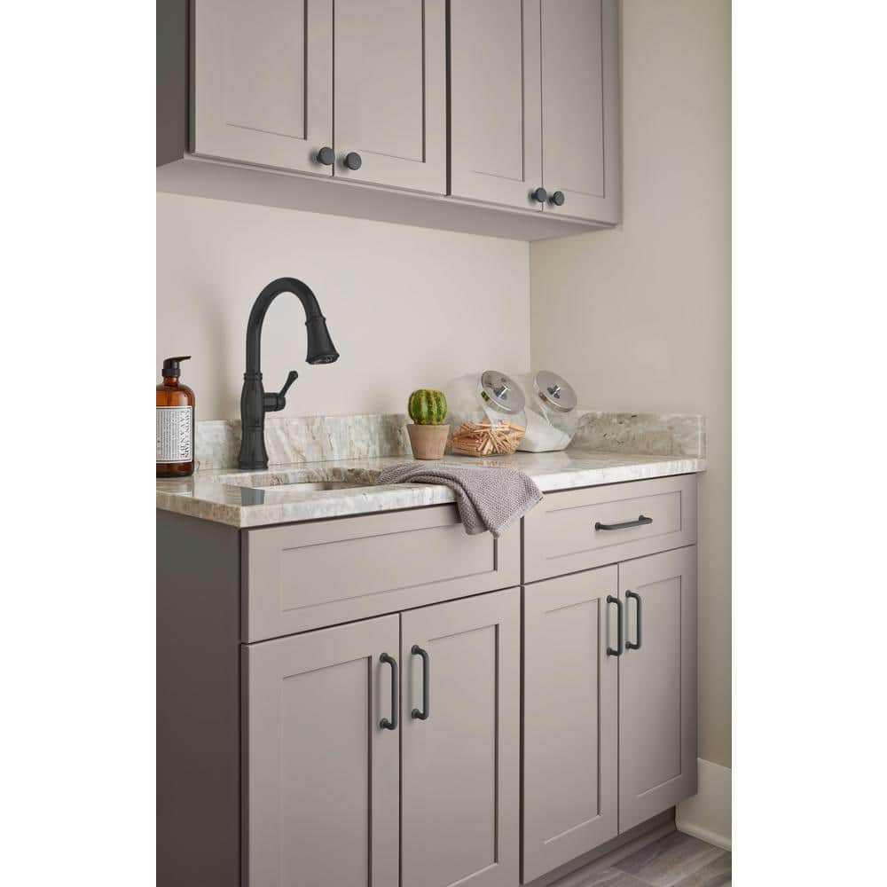 Matte Black Round Modern Cabinet Knob with Mounting Hardware