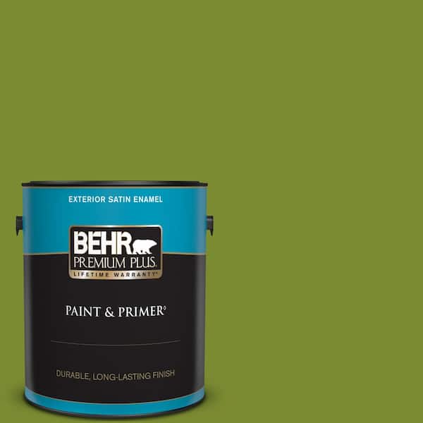 BEHR PREMIUM PLUS 1 gal. #P360-7 Sassy Grass Satin Enamel Exterior Paint & Primer