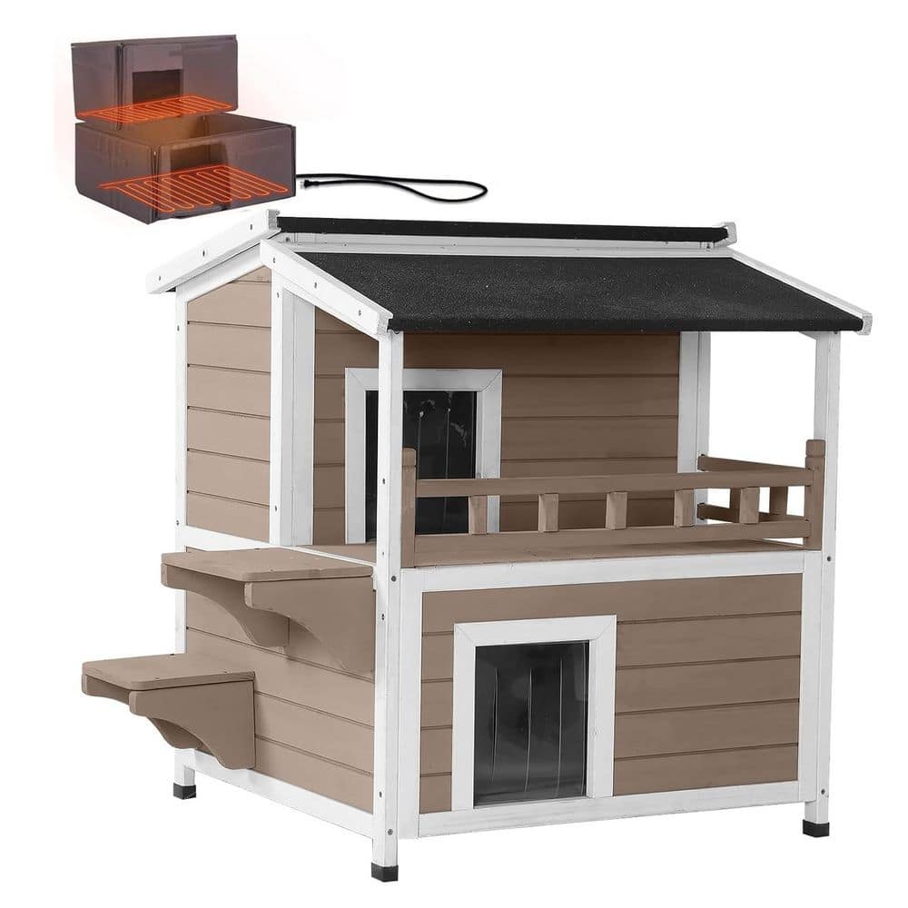 2-Story Outdoor Heated Cat House with Adjustable Heating Pad : Insulation Liner Waterproof Cat Shelter price history on PriceWatchPro