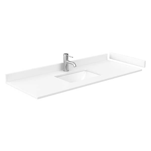 Wyndham Collection 54 in. W x 22 in. D Cultured Marble Single Basin Vanity Top in White with White Basin
