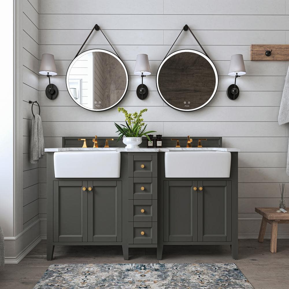 Adeline 60'' Sapphire Gray Double Bathroom Vanity with Marble Top