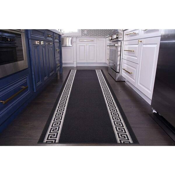 Meander Greek Key Design Black 36 in. W x 432 in. L Stair Runner 96.09 sq. ft.