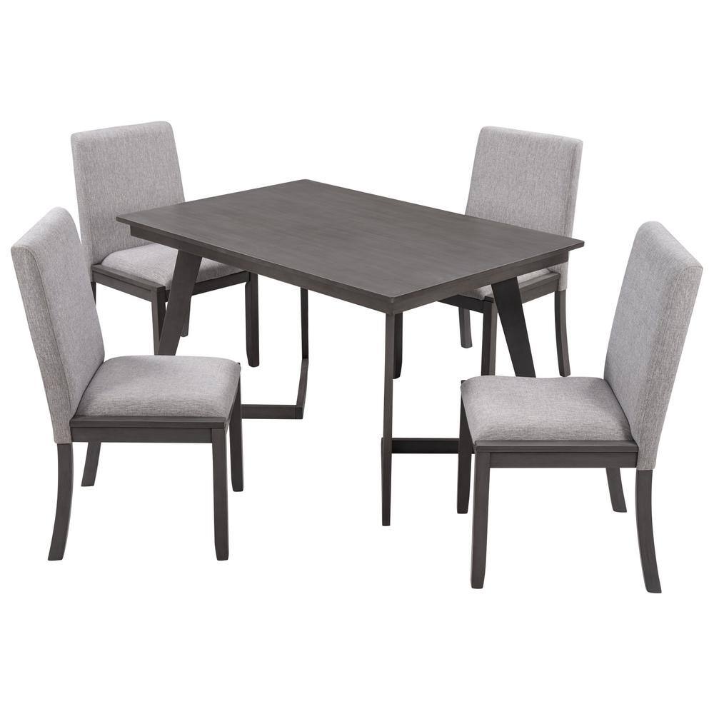 Donason 5Piece Rectangular Wood Top Gray Dining Table Set ZYP538600