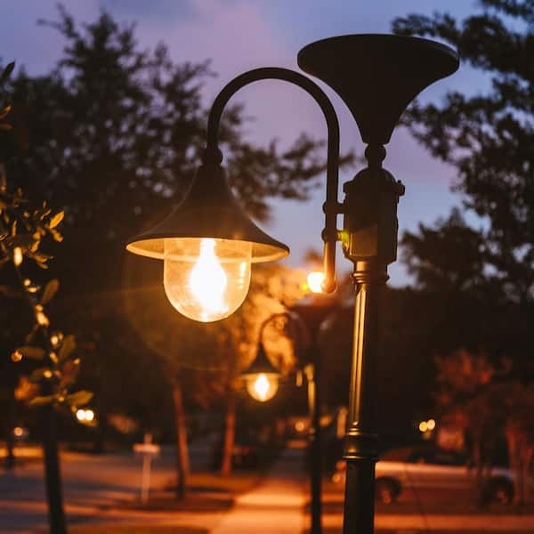 Everest 20 in. Black Outdoor Integrated LED Modern Solar Post Light with 3 in. Fitter and Light Bulb Included