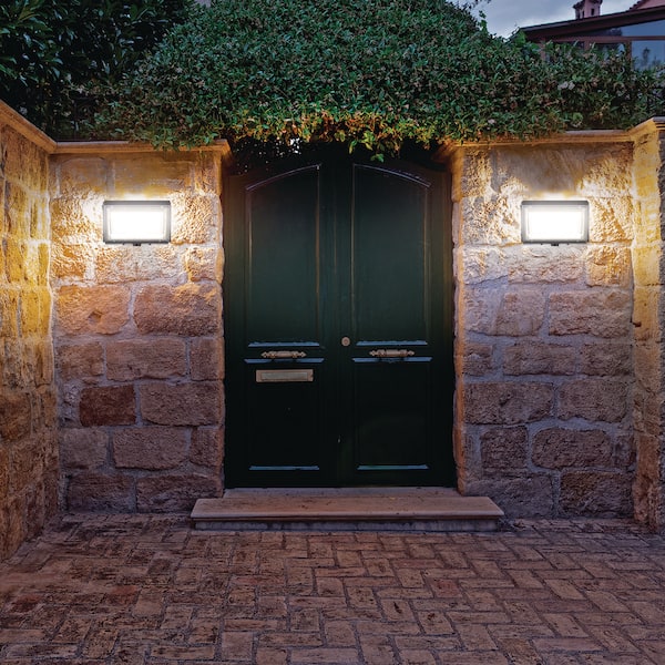 300-Watt Equivalent Integrated LED Black Dusk to Dawn Wall Pack Light Adjustable CCT