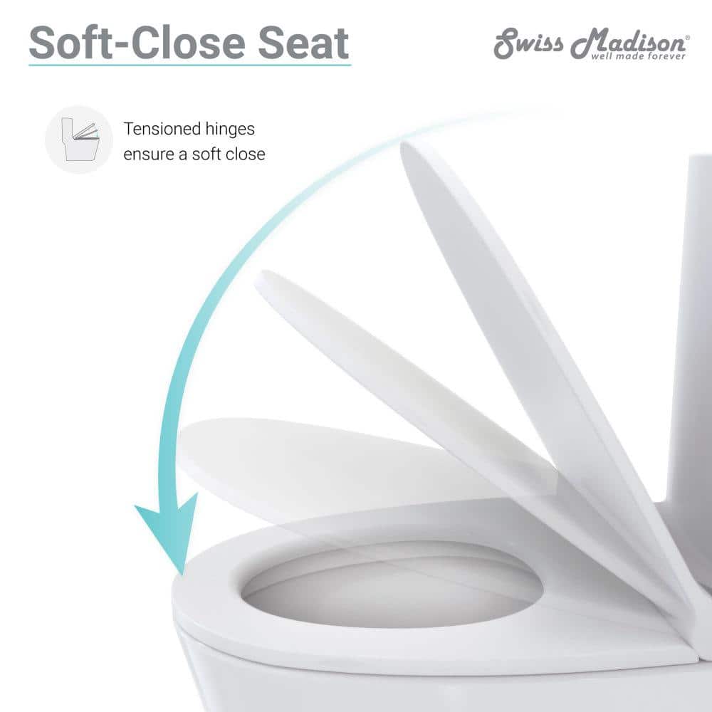 Glossy White Elongated Dual Flush One-Piece Toilet