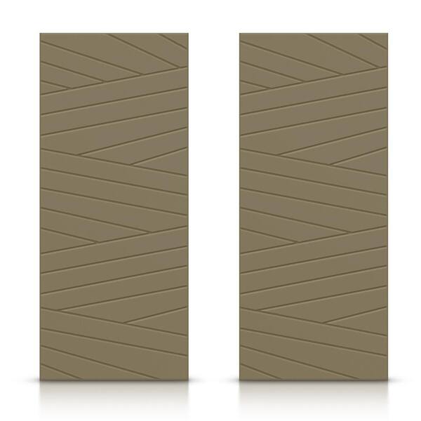 CALHOME 48 in. x 80 in. Hollow Core Olive Green Painted Composite MDF Interior Double Closet Sliding Doors