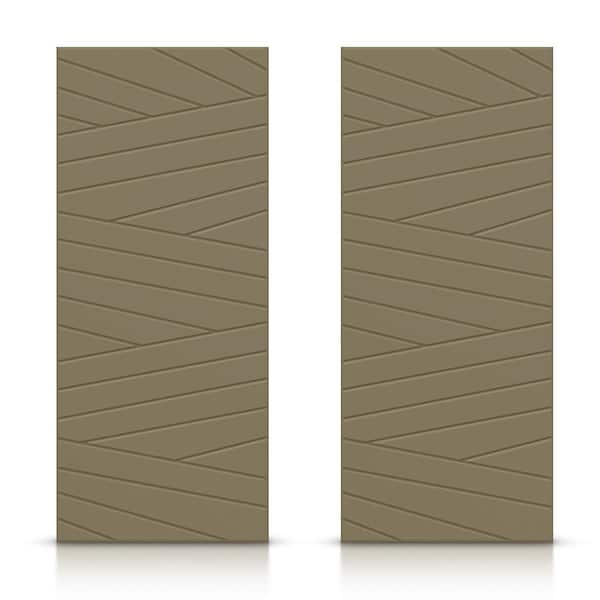 CALHOME 72 in. x 80 in. Hollow Core Olive Green Painted Composite MDF Interior Double Closet Sliding Doors