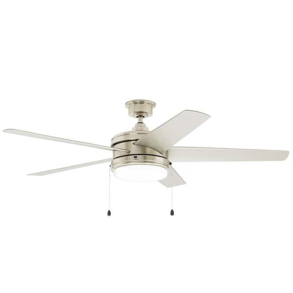 Home Decorators Collection Portwood 60 in. Indoor/Outdoor Wet Rated Brushed Nickel Ceiling Fan with Integrated LED Included
