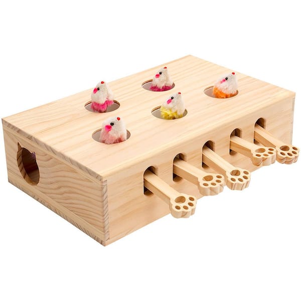 kathson Cat Enrichment Toys for Indoor Cats, Solid Wood Kitten