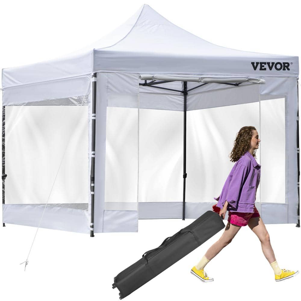 VEVOR 10x10 ft Pop Up Canopy with Removable Sidewalls Instant Canopies Portable Gazebo & Wheeled Bag UV Resistant Waterproof Enclosed Canopy Tent