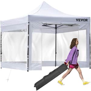 10 ft. x 10 ft. Pop Up Canopy Tent Outdoor Patio Gazebo Tent UV Resistant Waterproof Instant Gazebo Shelter in White