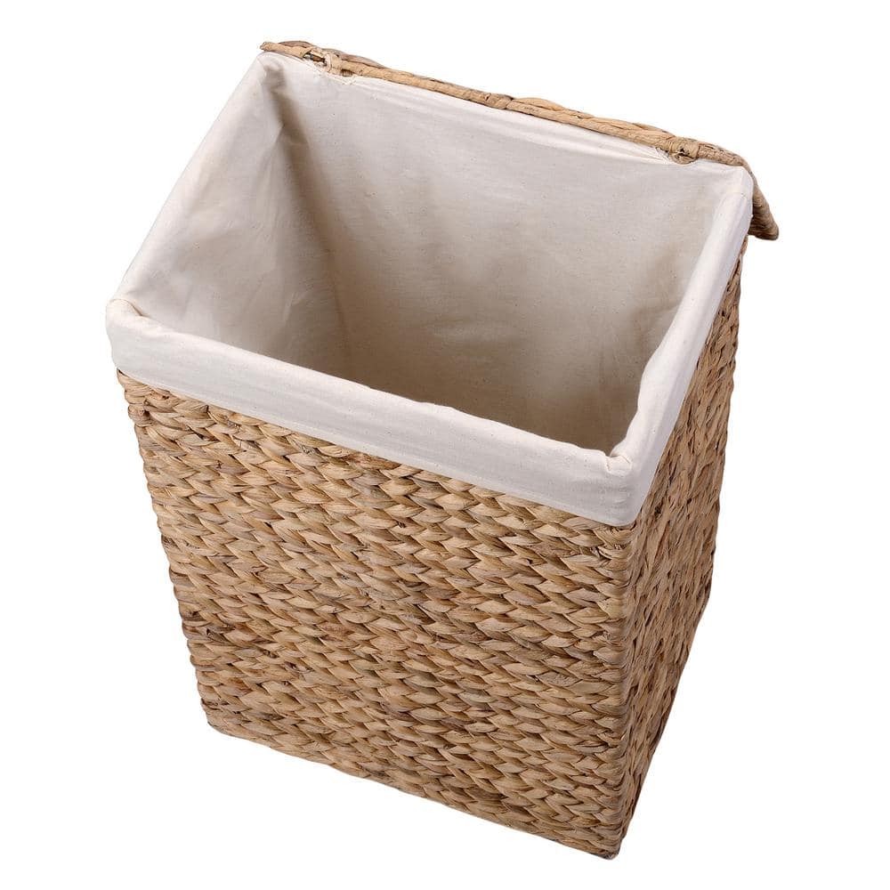 Natural Water Hyacinth Wicker Stackable Laundry Hampers with Lids, 2-Pack