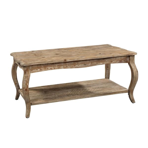 Alaterre Furniture - 42 in. Driftwood Large Rectangle Wood Coffee Table with Shelf