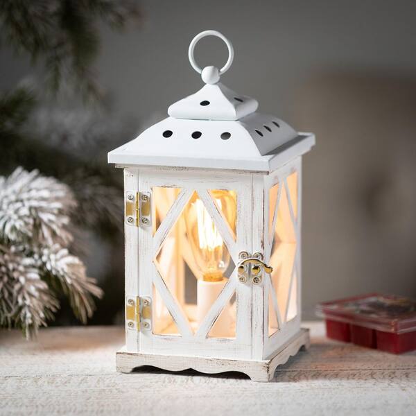 Candle Warmers Etc 13 in. Weathered White Candle Warmer Lantern WLWHT - The  Home Depot