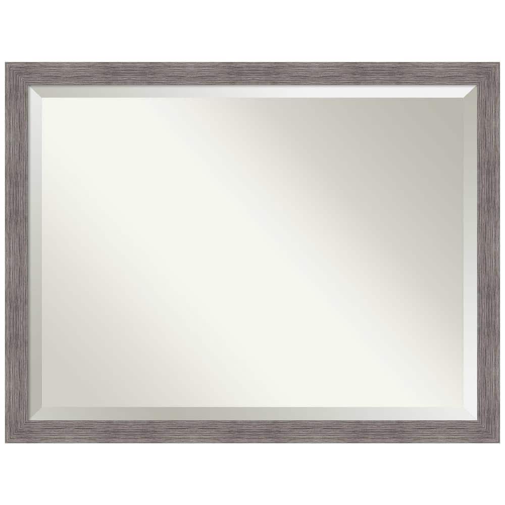 Pinstripe Plank Grey 43" x 33" Beveled Vanity Wall Mirror
