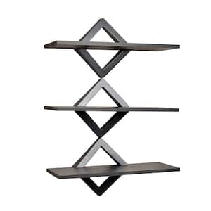 Contempo Diamonds 27.5 in. W x 40 in. H Pewter Gray Three Level Shelving System