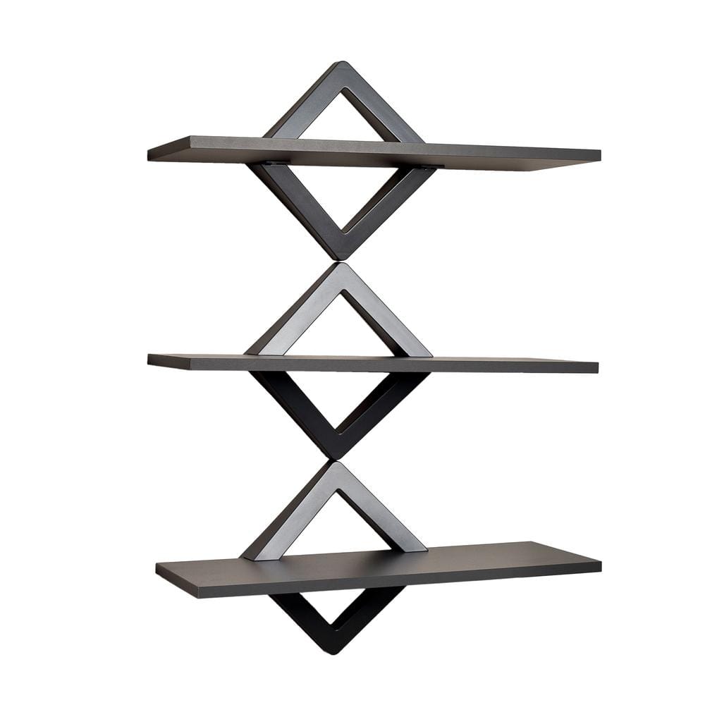 Gray Three Tier Diamond Floating Wall Shelving Unit