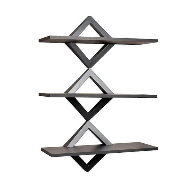 DANYA B Contempo Diamonds 27.5 in. W x 40 in. H Pewter Gray Three Level Shelving System