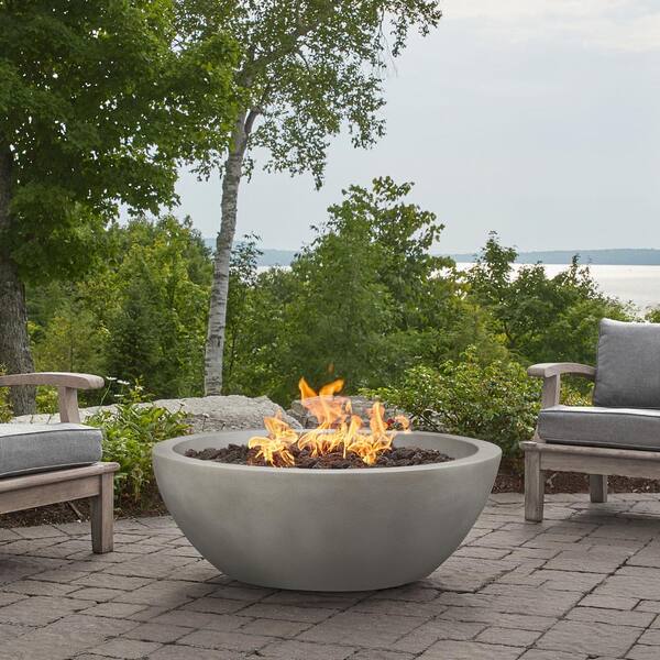 Pompton 42 In Round Concrete Composite, Gas Fire Pit For Covered Porch