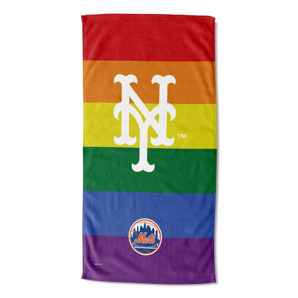 THE NORTHWEST GROUP MLB Multi-Color Mets Pride Series Printed Cotton/Polyester Blend Beach Towel