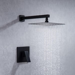 10 in. Shower Head Single-Handle 1-Spray Square High Pressure Shower Faucet in Matte Black (Valve Included)
