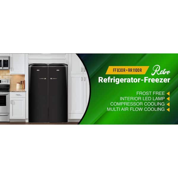 8.3 cu.ft. Energy star Classic Retro Upright Freezer-11 cu.ft. Classic Retro Refrigerator Set in Black