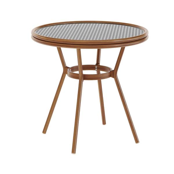 Brown Round Aluminum Outdoor Dining Table