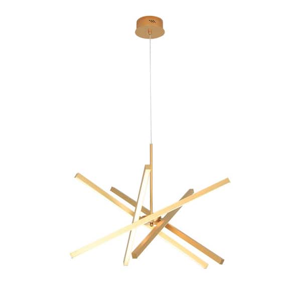 UMEILUCE 50-Watt 5-Light Integrated LED Gold Sputnik Hanging Lamp 28 in. Dimmable Chandelier for Living Dining Room