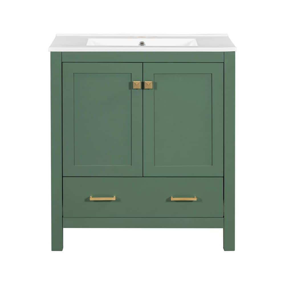 Brookdale 30 in. Single Sink Freestanding Light Green Bath Vanity with White Ceramic Top Unassembled price history on PriceWatchPro