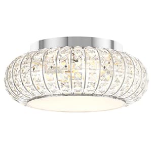 Modern 3-Light 15.74 in. Crystal Flush Mount Round Close to Ceiling Light Fixtures