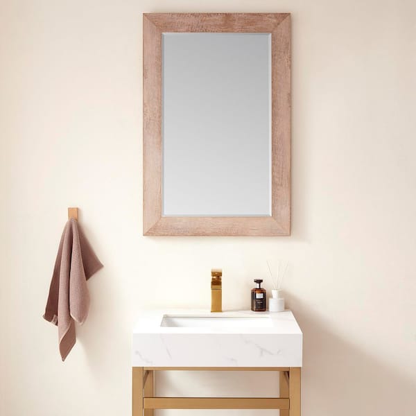 Cuenca 24 in. W x 36 in. H Rectangular Framed Wall Bathroom Vanity Mirror in North American Logs