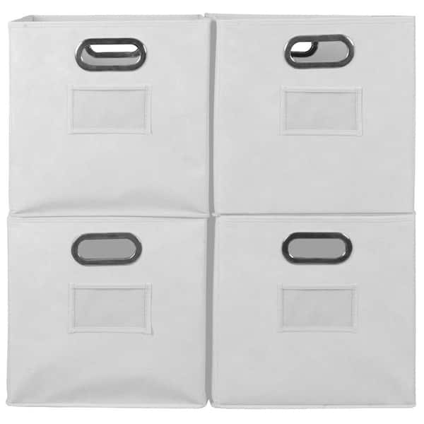 Foldable Storage Bins, Fabric Cubes (Cream, 16.2 x 10 x 12 in, 3 Pack)