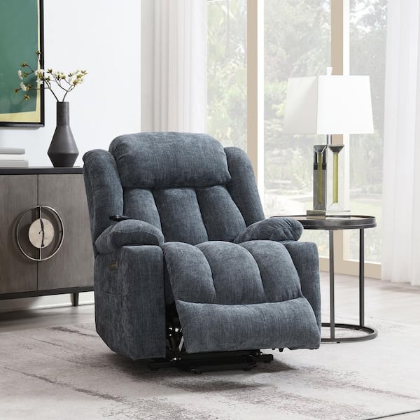aisword Grey Breathable Faux Leather Power Lift Recliner Chair with Massage and Heat