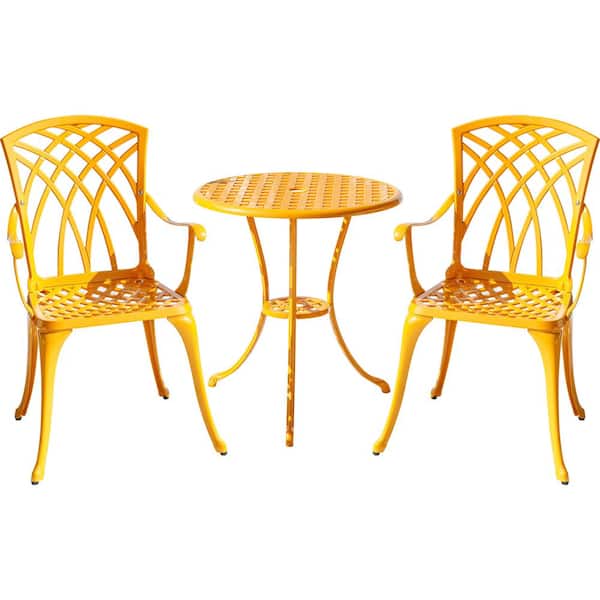 Sunny Retreat- Yellow Cast Aluminium Bistro Set