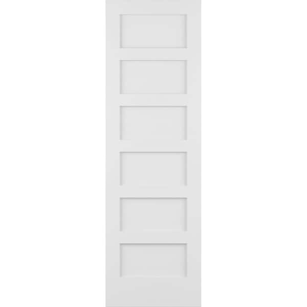 Frameport 18 in. x 96 in. Shaker 6-Panel Solid Wood Pine/MDF Wood Interior Door Slab