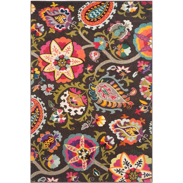 SAFAVIEH Monaco Brown/Multi 7 ft. x 9 ft. Paisley Floral Area Rug