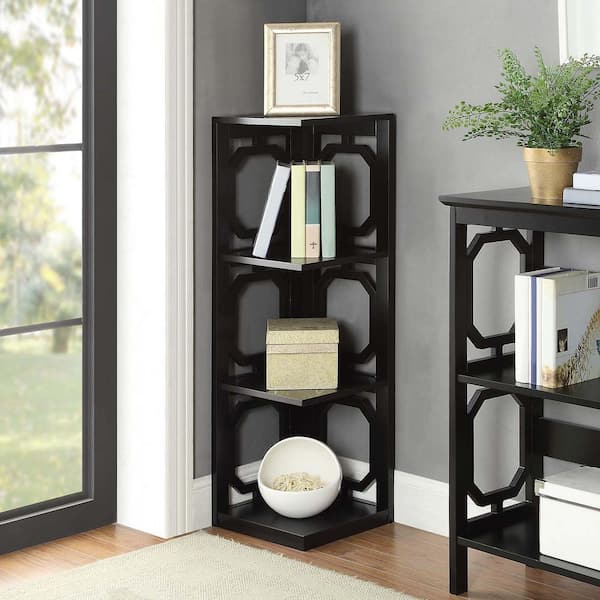 Omega 12 in. W Black 3 Tier Corner Bookcase