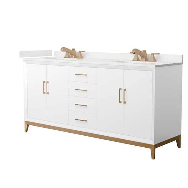 Wyndham Collection Amici 72 in. W x 22 in. D x 35.25 in. H Double Bath Vanity in White with White Quartz Top