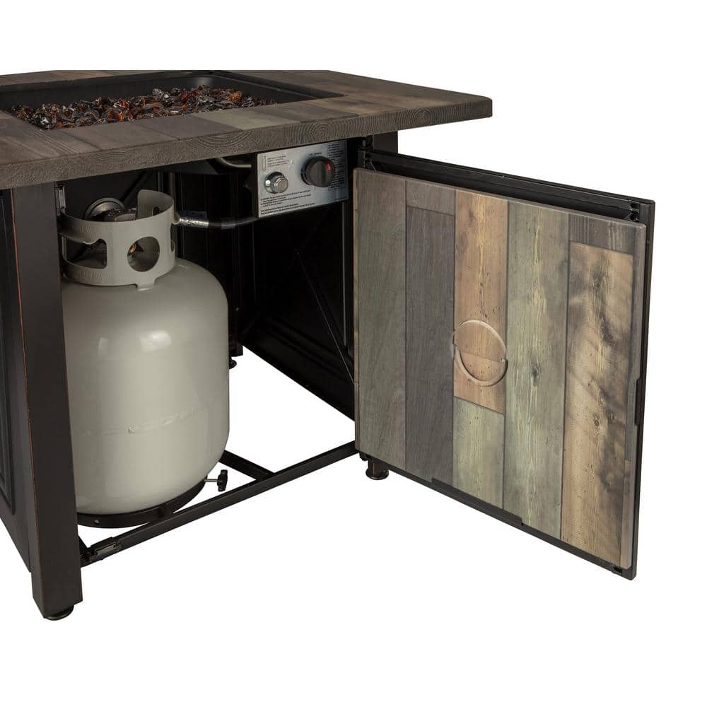30" Black and Brown Steel and Resin Outdoor Fire Pit