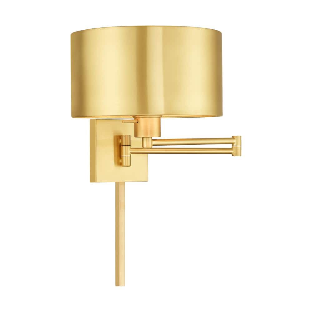 Swing Arm Wall Lamps 1 Light Satin Brass Swing Arm Wall Lamp